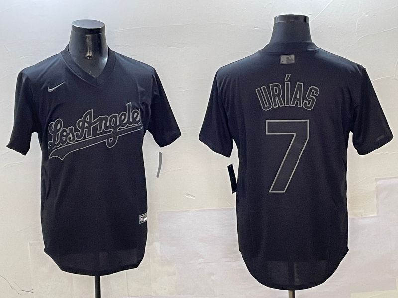Men Los Angeles Dodgers #7 Urias Black Fashion Game 2025 Nike MLB Jersey style 3186